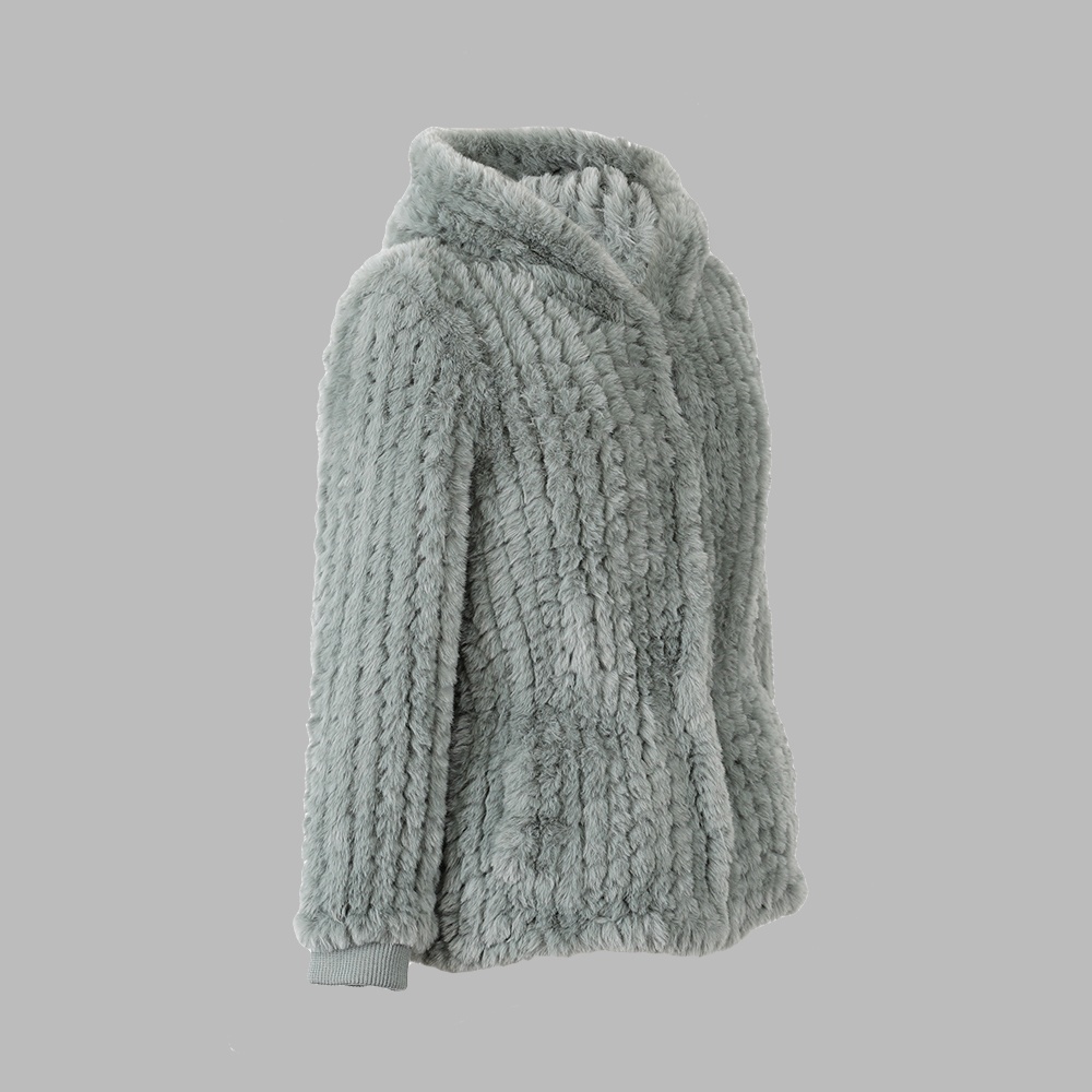 人造毛編織帶帽上衣