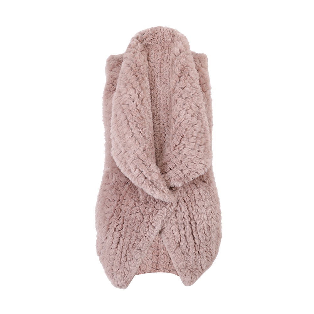 人造毛編織大翻領(lǐng)背心