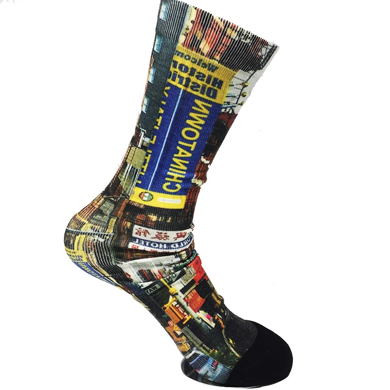 男式運(yùn)動(dòng)壓力襪印花襪中襪NF18077