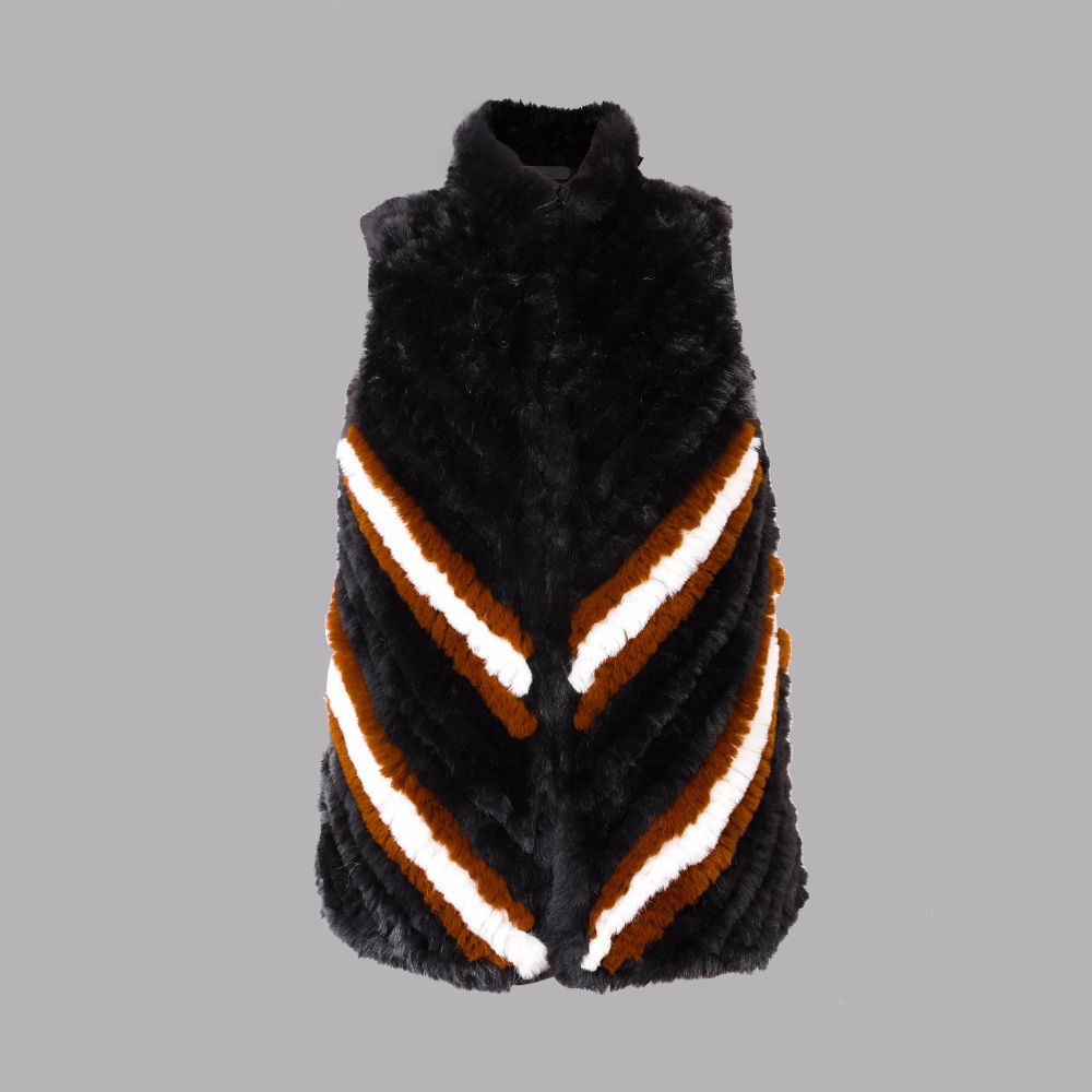 人造毛編織小立領(lǐng)背心