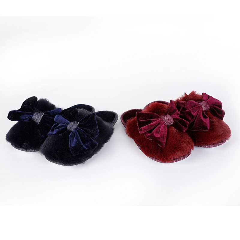 女士大蝴蝶結(jié)兔毛拖鞋