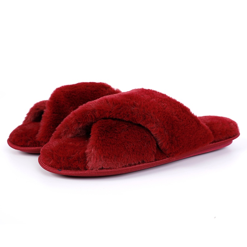 女士人造毛通頭拖鞋