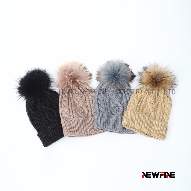 時尚保暖日常男女針織毛球帽子