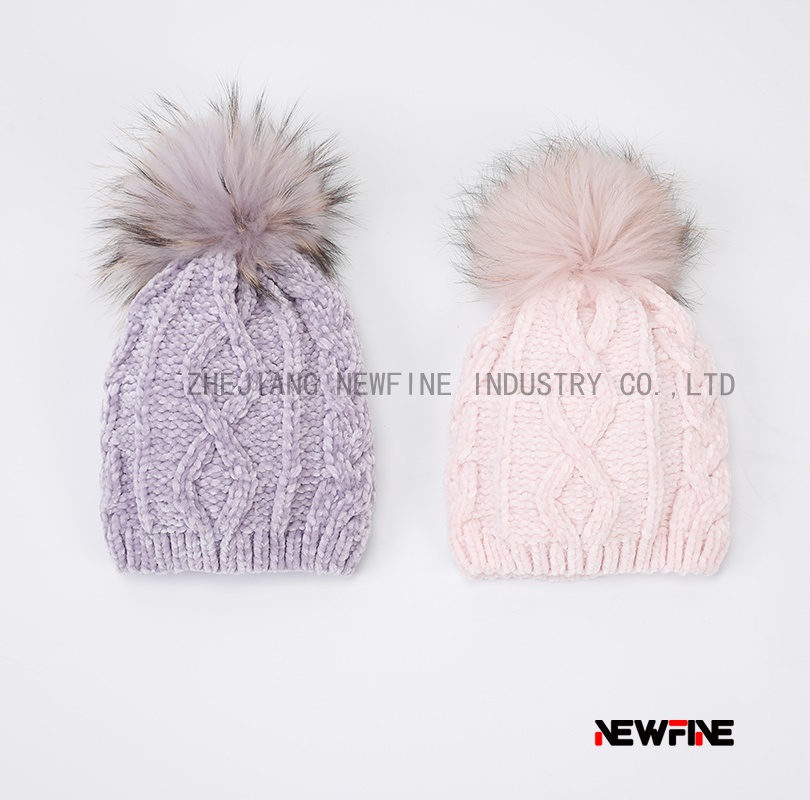 時(shí)尚保暖日常男女針織毛球帽子